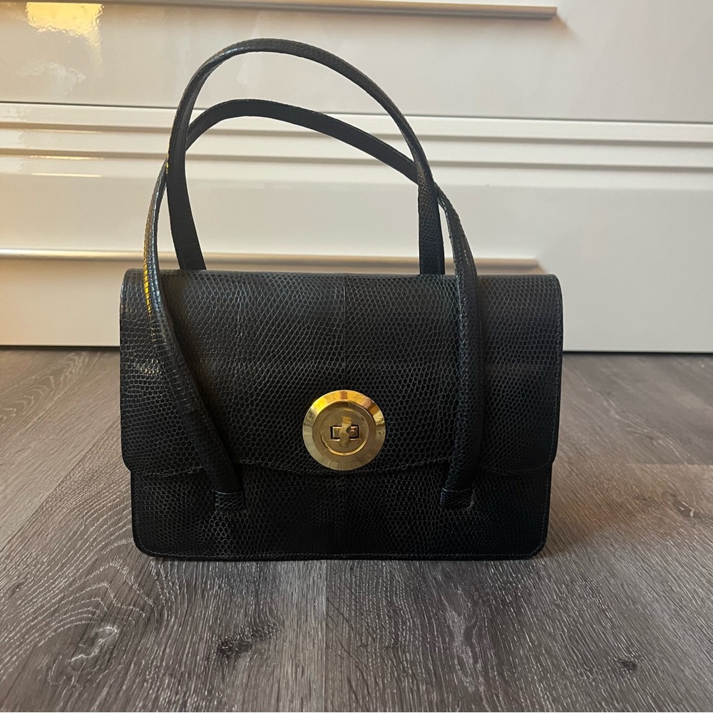 Vintage 90s leather handbag croc texture
